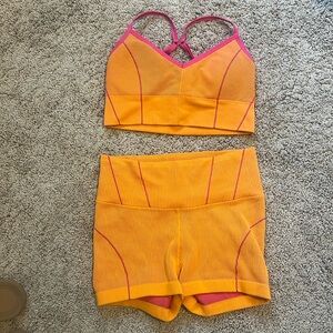 Offline by Aerie Neon Orange and Pink Sports Bra